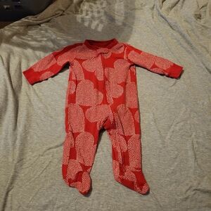 Carter's Red and White Footies One Piece with Long Sleeves